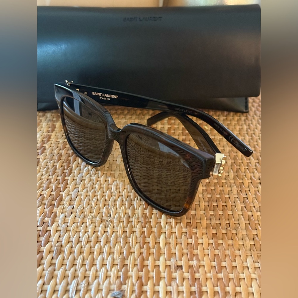 Saint Laurent SL M40 55mm Oversized Sunglasses Havana Brown NWT + Case - Picture 5 of 12